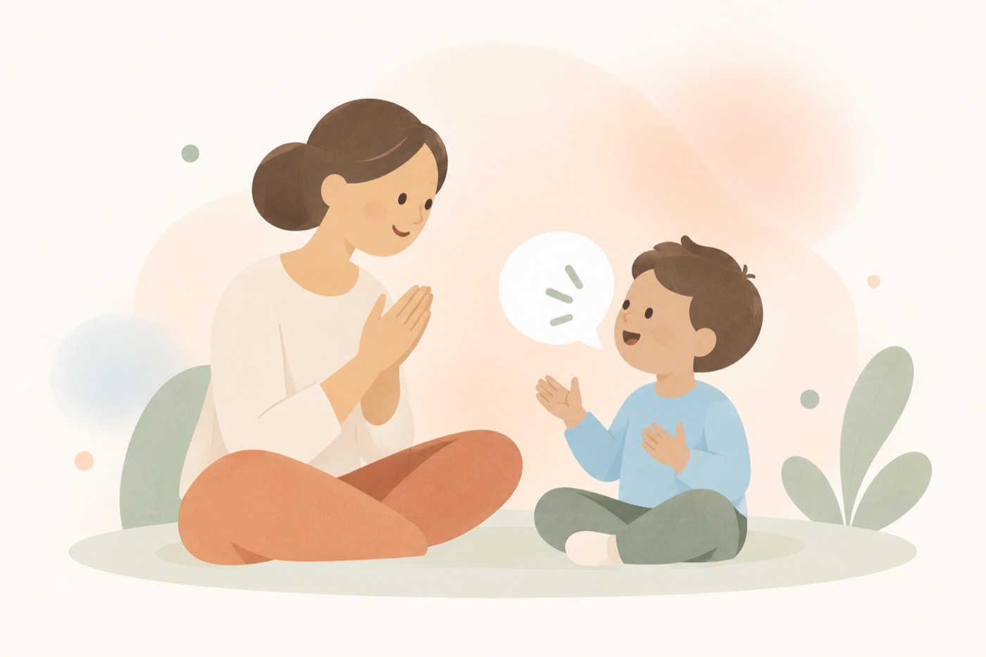 Child practicing a stronger voice with a pediatric speech-language pathologist.